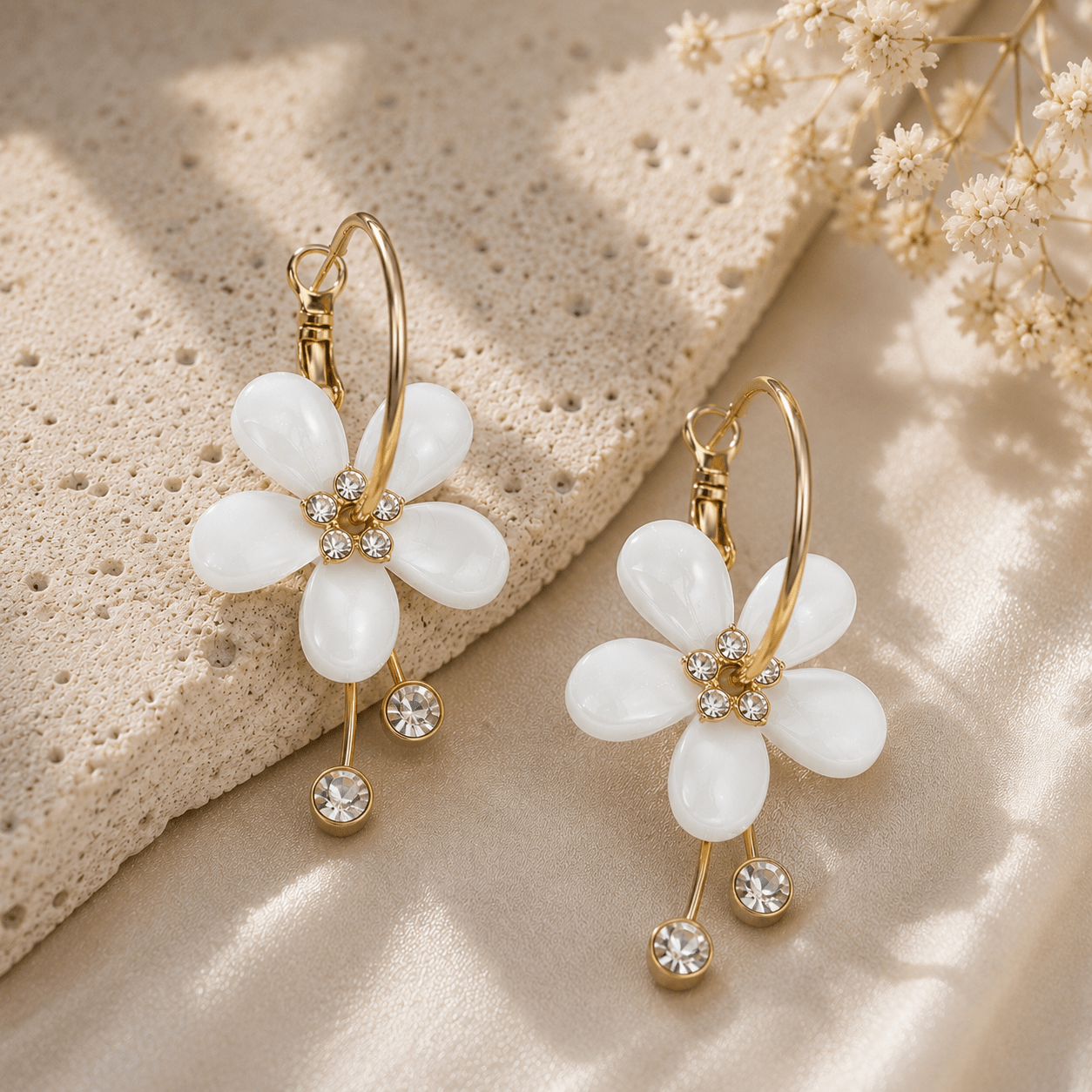Aretes Daisy Charm -AretesBlanco VERYSA