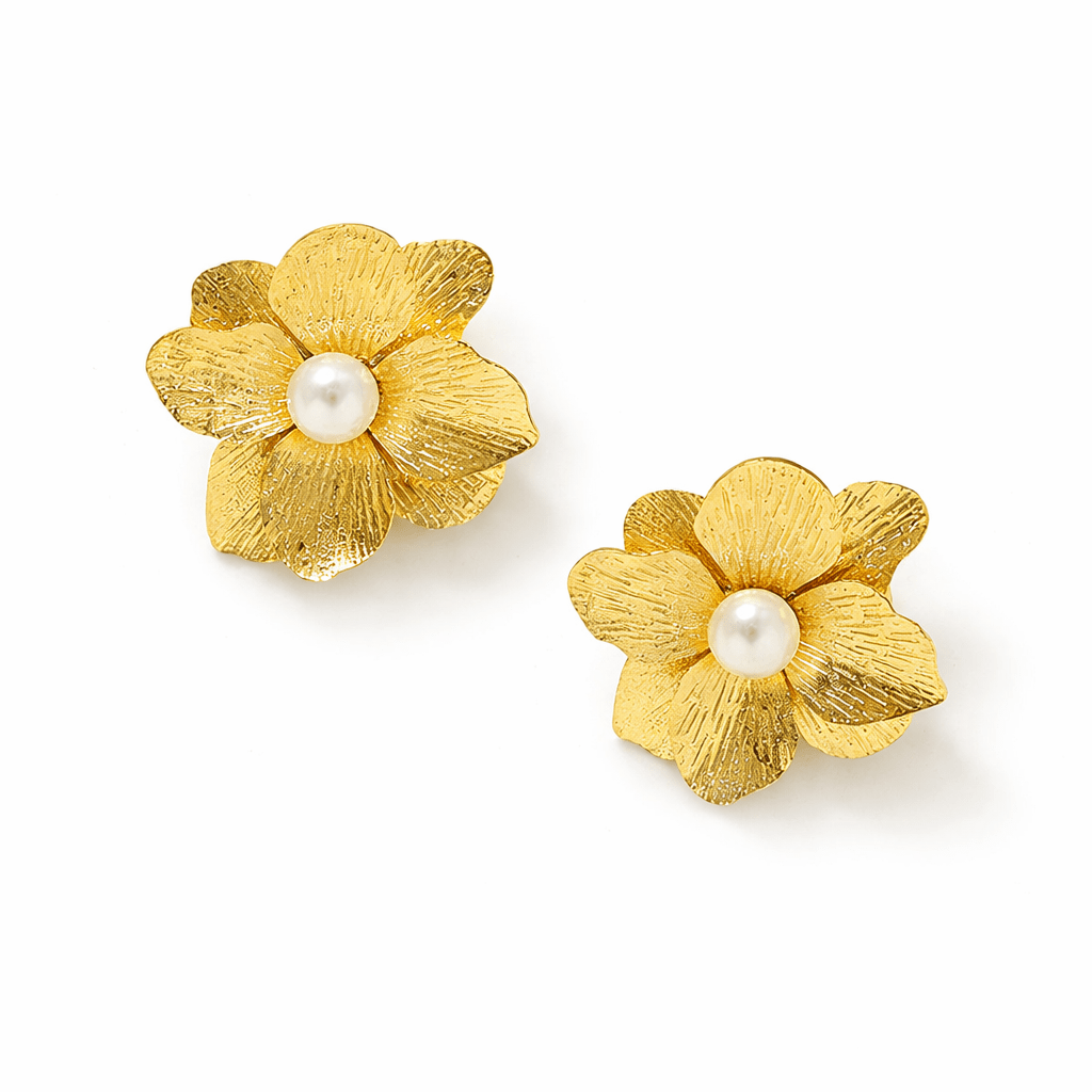 Aretes Flor Perla - AretesDorado VERYSA