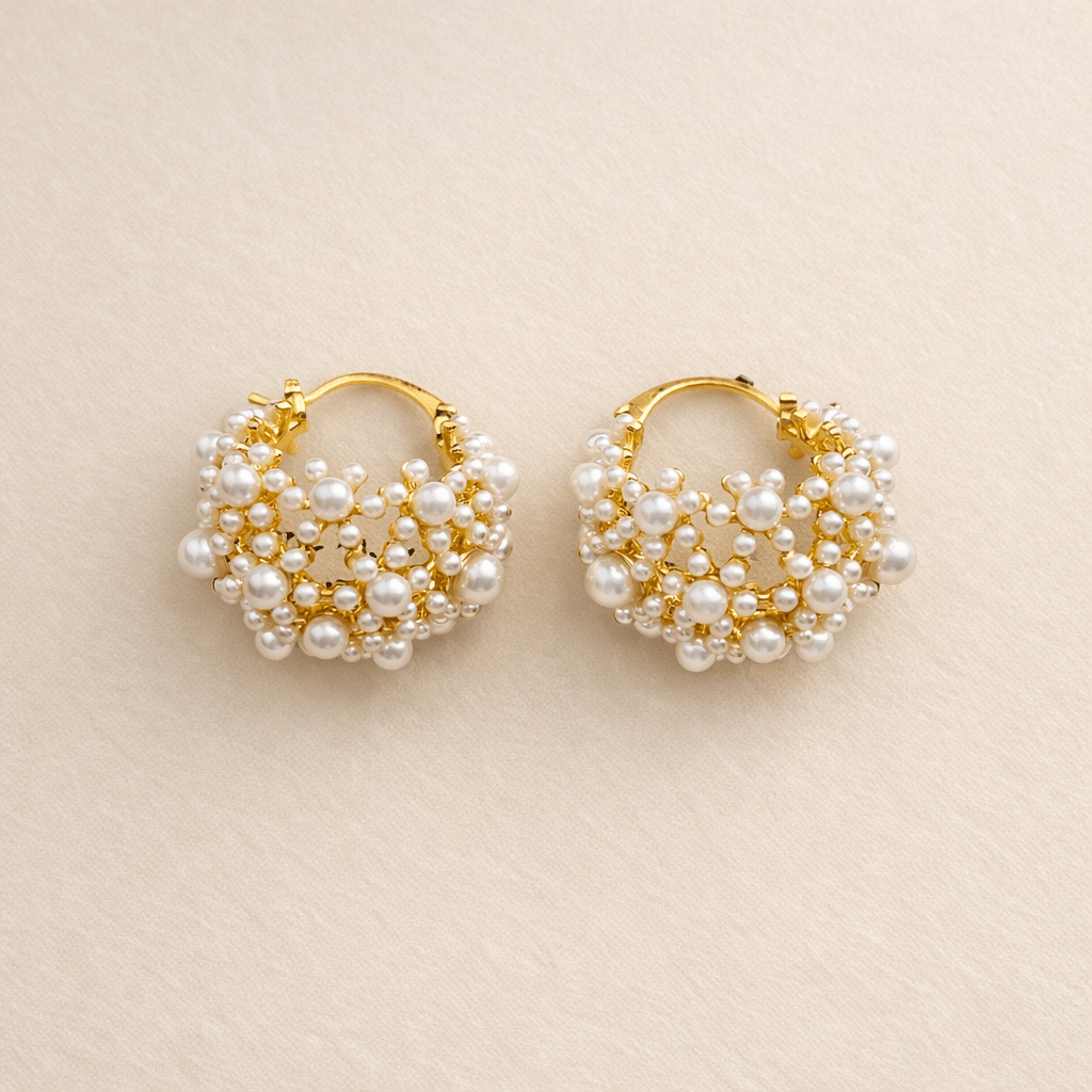 Aretes Pearl Bloom Hoops - Aretes VERYSA