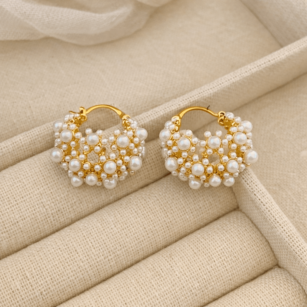 Aretes Pearl Bloom Hoops - Aretes VERYSA