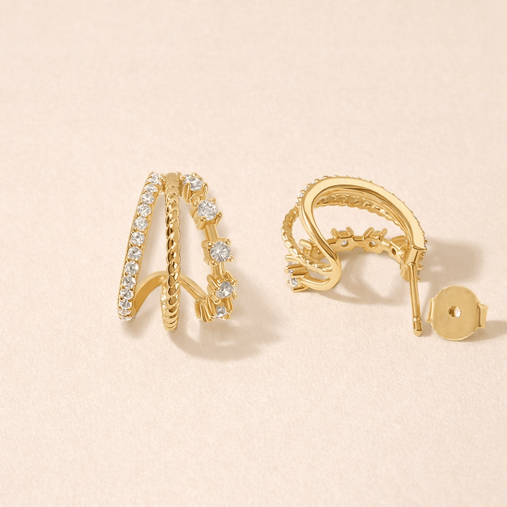 Aretes Trinity Glow - AretesDorado 18k VERYSA