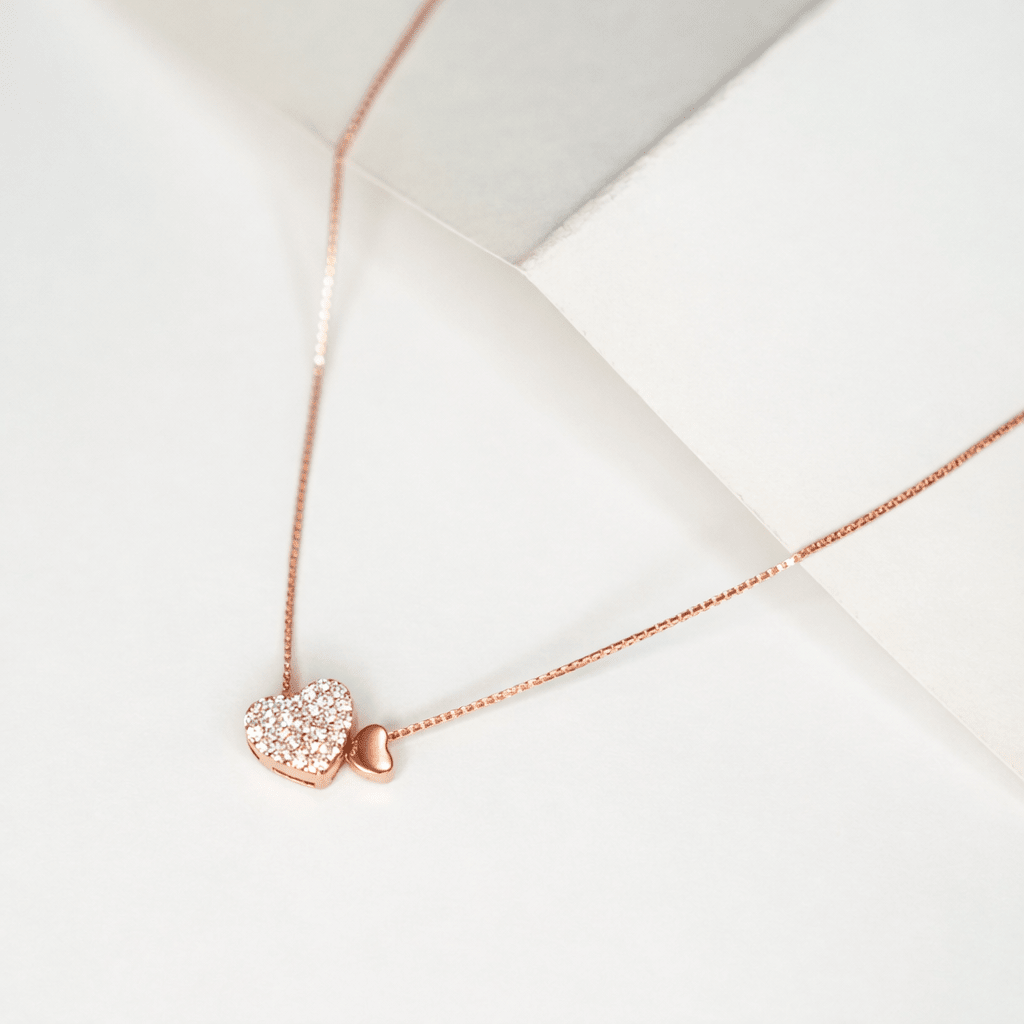 Collar Twin Hearts Plata .925 - CollaresOro rosa VERYSA