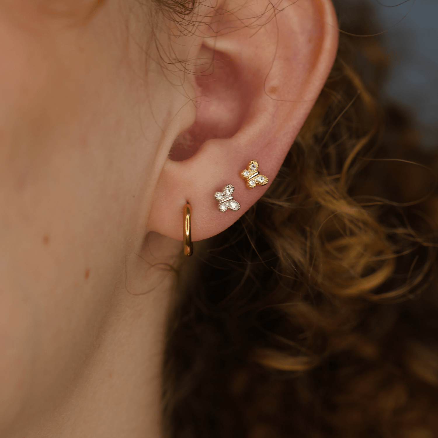 Piercing Broquel Mariposa con Circonia - PiercingsPlateado VERYSA