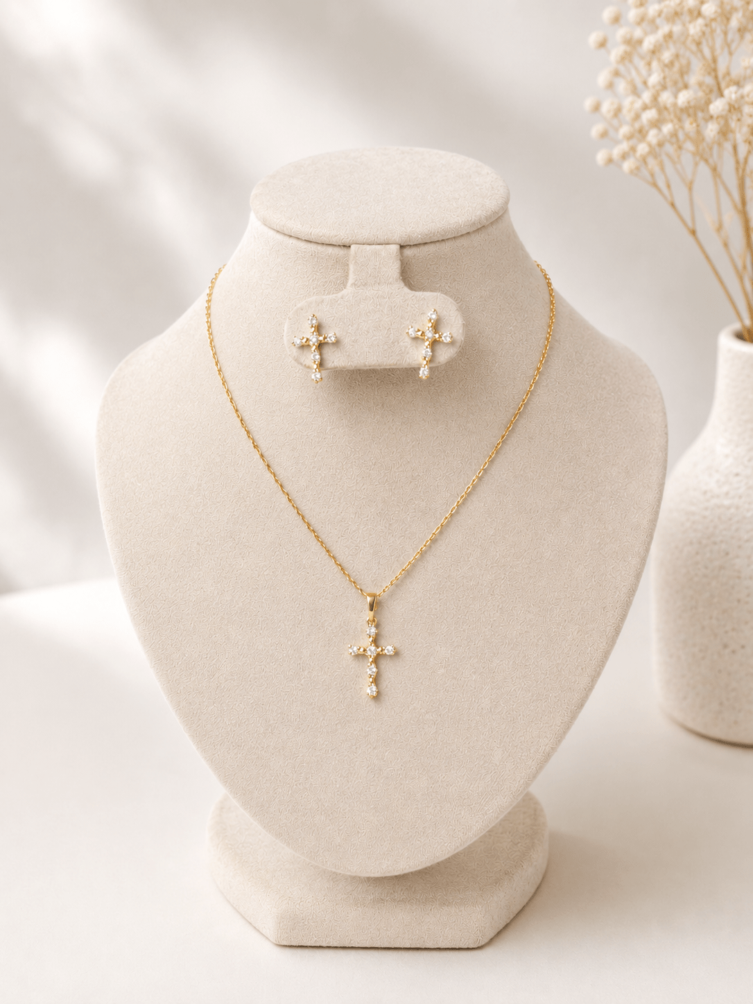 Set Cruz Brillante Oro Laminado 18k -Set VERYSA