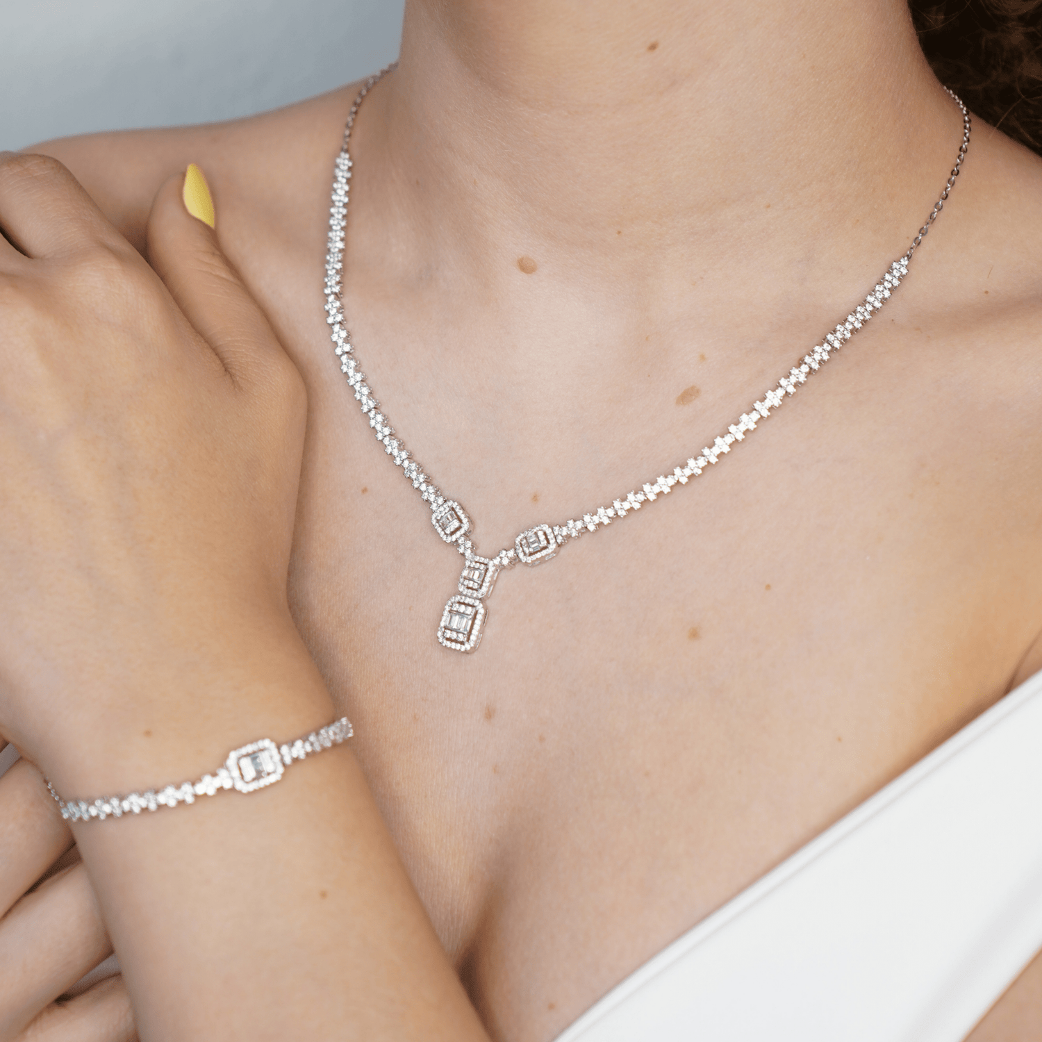Set Luz Gemoetrica en Plata .925 Rodizada - Set VERYSA
