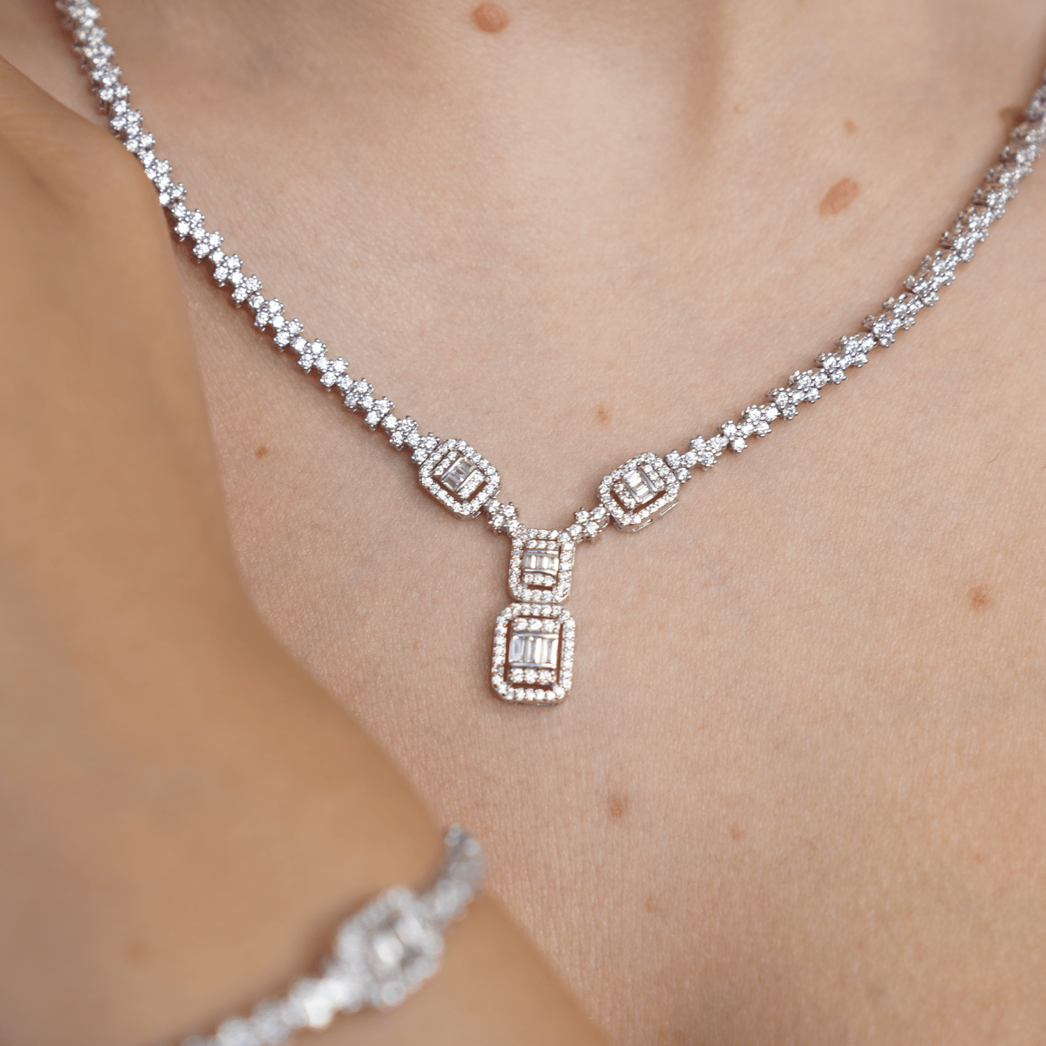 Set Luz Gemoetrica en Plata .925 Rodizada - Set VERYSA