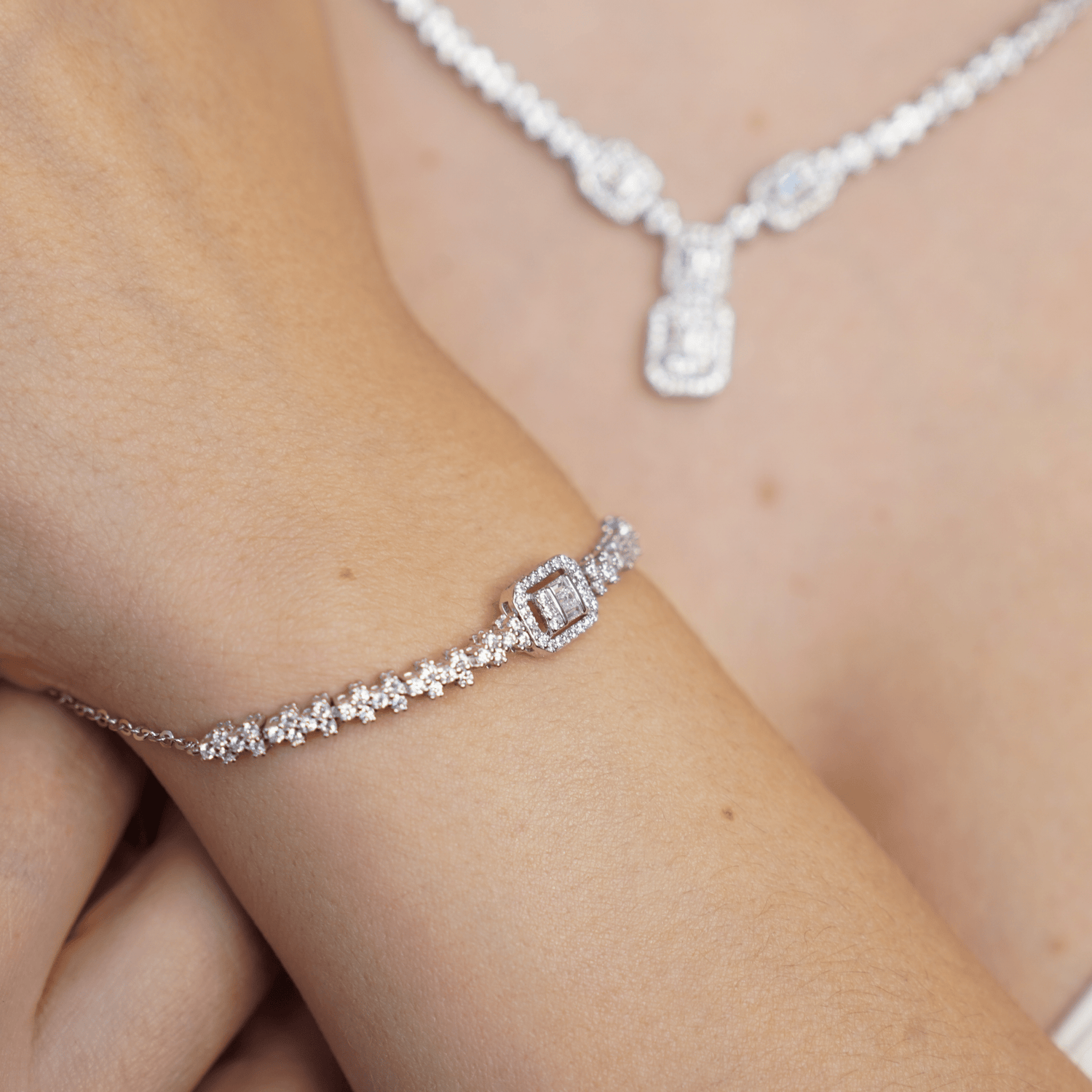 Set Luz Gemoetrica en Plata .925 Rodizada - Set VERYSA